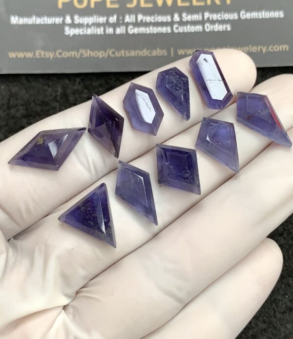 Natural Iolite Gemstone Step Cut Mix Shape Cabochon High Quality Loose Gemstones For Jewelry Making 12-14 MM Size 10 Pcs V2755 - Image 2