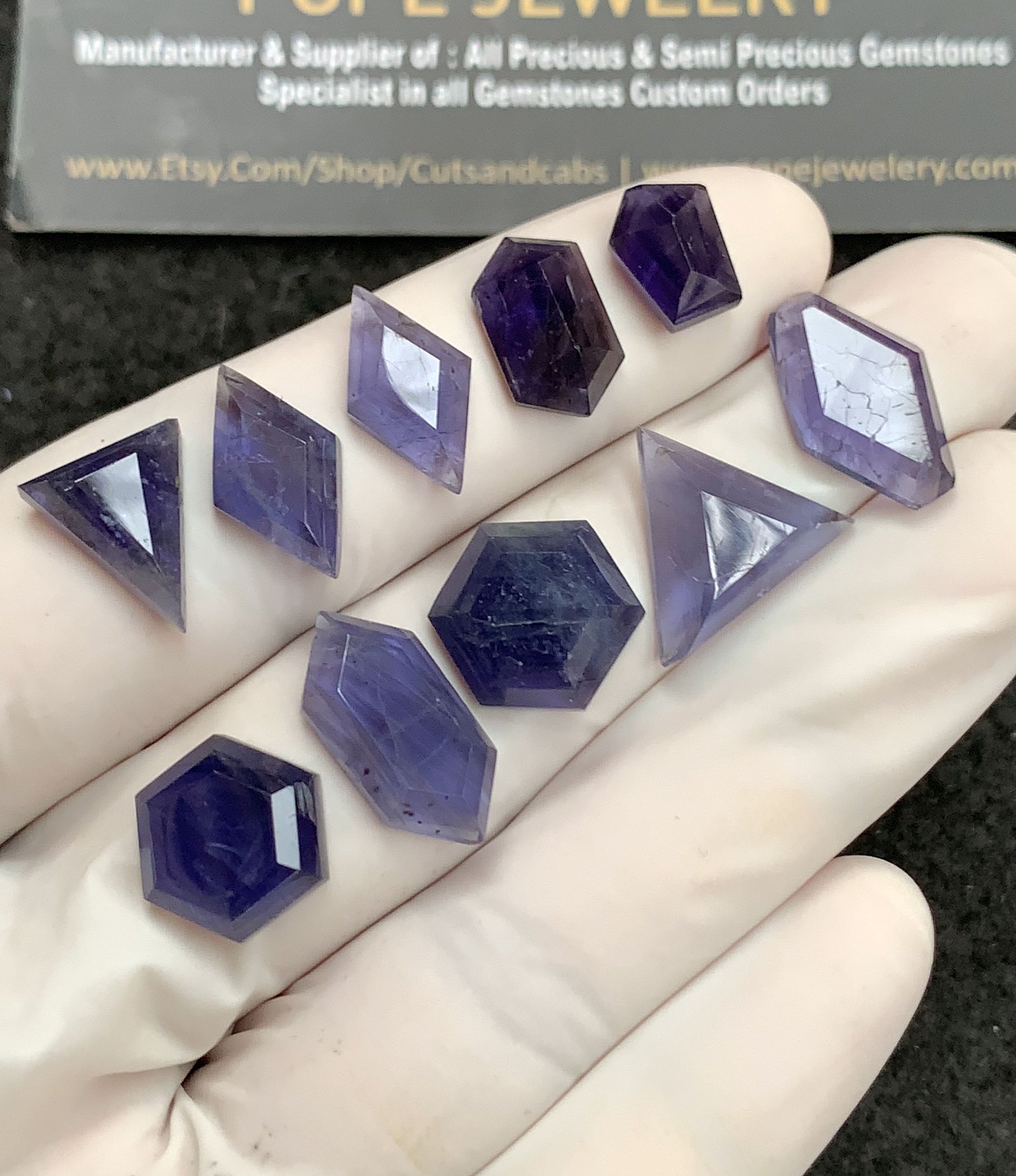 Natural Iolite Gemstone Step Cut Mix Shape Cabochon High Quality Loose Gemstones For Jewelry Making 10-18 MM Size 10 Pcs V2756 - Image 2
