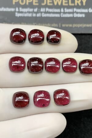 Natural Garnet Gemstone Smooth Cushion Shape Cabochon High Quality Loose Gemstones For Jewelry Making 8 MM Size 11 Pcs SM24604