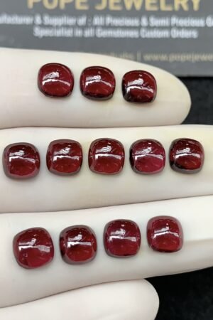 Natural Garnet Gemstone Smooth Cushion Shape Cabochon High Quality Loose Gemstones For Jewelry Making 7 MM Size 12 Pcs SM24605