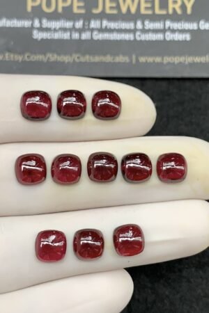 Natural Garnet Gemstone Smooth Cushion Shape Cabochon High Quality Loose Gemstones For Jewelry Making 7 MM Size 11 Pcs SM24606