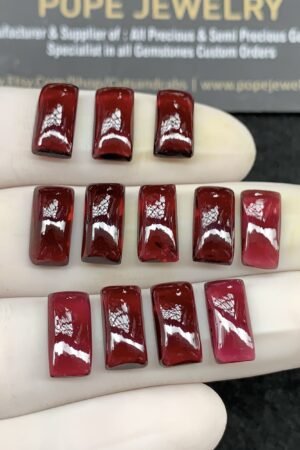 Natural Garnet Gemstone Smooth Rectangle Shape Cabochon High Quality Loose Gemstones For Jewelry Making 6x12 MM Size 12 Pcs SM24607