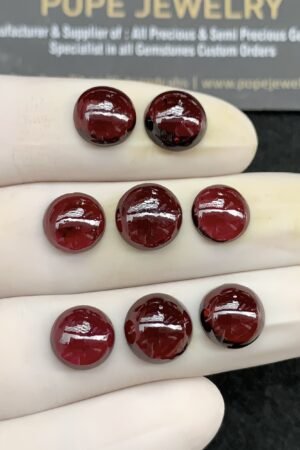 Natural Garnet Gemstone Smooth Round Shape Cabochon High Quality Loose Gemstones For Jewelry Making 9-10 MM Size 8 Pcs SM24610