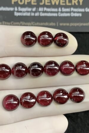 Natural Garnet Gemstone Smooth Round Shape Cabochon High Quality Loose Gemstones For Jewelry Making 8 MM Size 14 Pcs SM24611