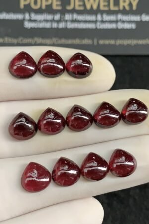 Natural Garnet Gemstone Smooth Heart Shape Cabochon High Quality Loose Gemstones For Jewelry Making 8 MM Size 12 Pcs SM24612