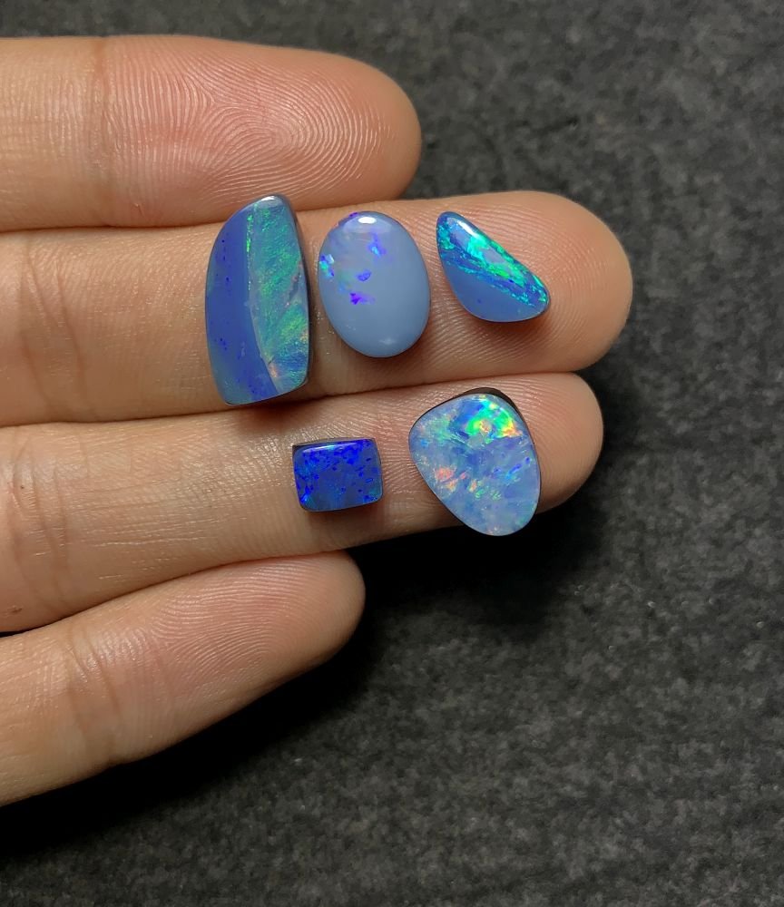 Natural Australian Opal Gemstone Smooth Mix Shape Cabochon High Quality Loose Gemstones For Jewelry Making 7-16 MM Size 5 Pcs SM20878