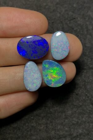 Natural Australian Opal Gemstone Smooth Mix Shape Cabochon High Quality Loose Gemstones For Jewelry Making 15-16 MM Size 4 Pcs SM20879