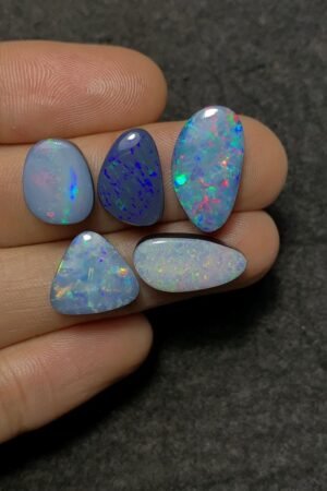 Natural Australian Opal Gemstone Smooth Mix Shape Cabochon High Quality Loose Gemstones For Jewelry Making 13-19 MM Size 5 Pcs SM20880