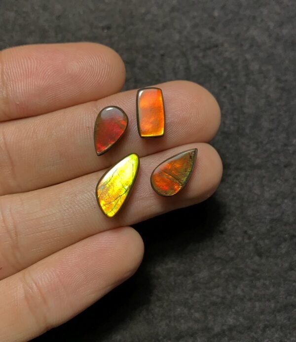 Natural Ammolite Doublet Gemstone Smooth Mix Shape Cabochon High Quality Loose Gemstones For Jewelry Making 11-15 MM Size 4 Pcs SM20616 - Image 2