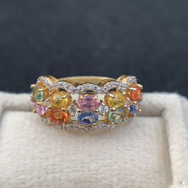 Sapphire Ring, 925 Sterling Silver 18K Gold Plated Untreated Natural Sapphire Women Solitaire Ring Jewelry, Anniversary Wedding Engagement Ring Jewelry Gift, Fine Jewelry, Gift for Her, Girls Rings - Image 3
