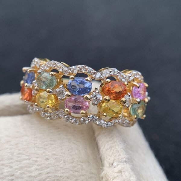 Sapphire Ring, 925 Sterling Silver 18K Gold Plated Untreated Natural Sapphire Women Solitaire Ring Jewelry, Anniversary Wedding Engagement Ring Jewelry Gift, Fine Jewelry, Gift for Her, Girls Rings - Image 2