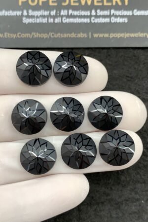 Natural Black Spinel Gemstone Precision Cut Round Shape Cabochon High Quality Loose Gemstones For Jewelry Making 12 MM Size 8 Pcs SM18474