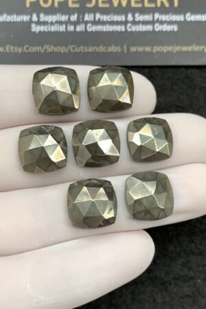 Natural Pyrite Gemstone Rose Cut Cushion Shape Cabochon High Quality Loose Gemstones For Jewelry Making 12 MM Size 7 Pcs SM18943