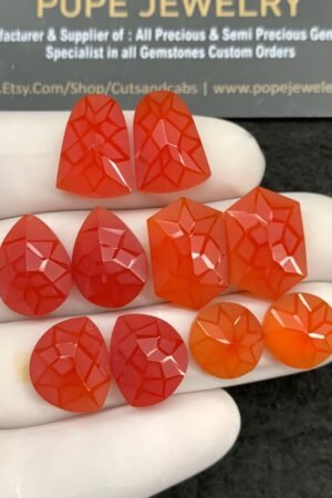 Natural Carnelian Gemstone Precision Cut Mix Shape Cabochon High Quality Loose Gemstones For Jewelry Making 12-18 MM Size 5 Pair SM20828