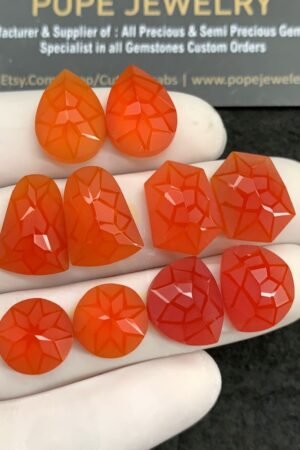 Natural Carnelian Gemstone Precision Cut Mix Shape Cabochon High Quality Loose Gemstones For Jewelry Making 12-16 MM Size 5 Pair SM20829
