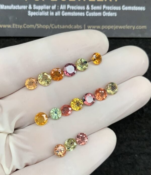 Natural Padparadscha Gemstone Faceted Cut Round Shape High Quality Loose Gemstones For Jewelry Making 5-6 MM Size 16 Pcs SM21030 - Image 2