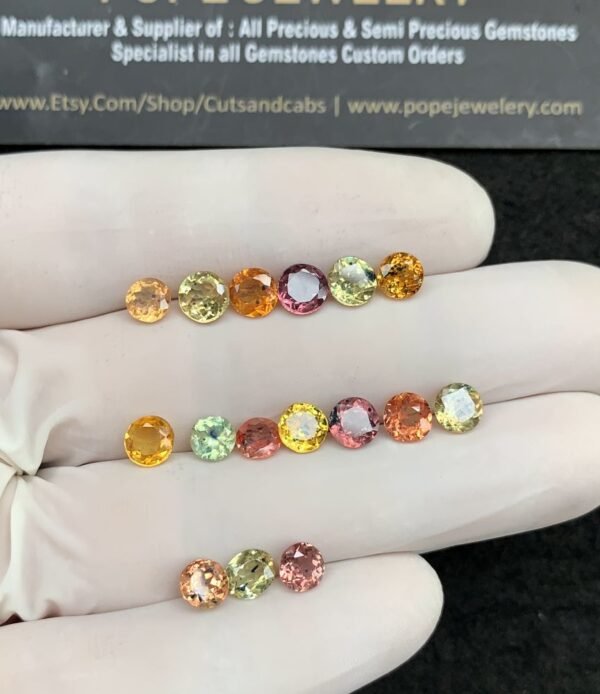 Natural Padparadscha Gemstone Faceted Cut Round Shape High Quality Loose Gemstones For Jewelry Making 5-6 MM Size 16 Pcs SM21030