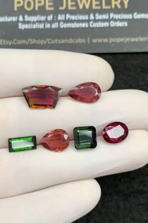 Natural Tourmaline Gemstone Faceted Cut Mix Shape High Quality Loose Gemstones For Jewelry Making 7-14 MM Size 6 Pcs SM21045