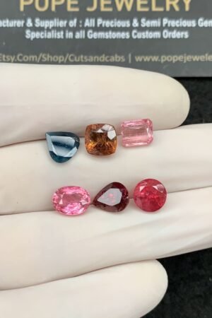Natural Tourmaline Gemstone Faceted Cut Mix Shape High Quality Loose Gemstones For Jewelry Making 7-9 MM Size 6 Pcs SM21046