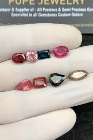 Natural Tourmaline Gemstone Faceted Cut Mix Shape High Quality Loose Gemstones For Jewelry Making 6-11 MM Size 8 Pcs SM21047