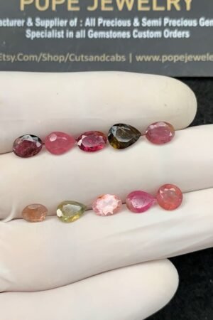 Natural Tourmaline Gemstone Faceted Cut Mix Shape High Quality Loose Gemstones For Jewelry Making 6-8 MM Size 10 Pcs SM21048