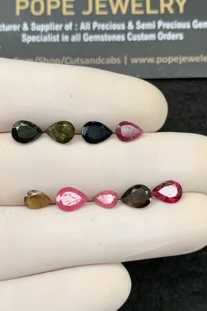 Natural Tourmaline Gemstone Faceted Cut Pear Shape High Quality Loose Gemstones For Jewelry Making 5-7 MM Size 9 Pcs SM21050