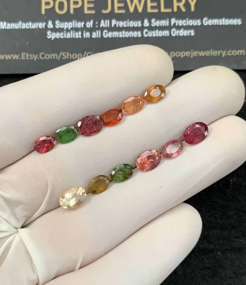 Natural Tourmaline Gemstone Faceted Cut Oval Shape High Quality Loose Gemstones For Jewelry Making 6-7 MM Size 12 Pcs SM21051 - Image 2