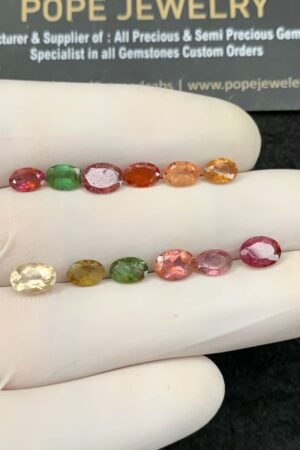 Natural Tourmaline Gemstone Faceted Cut Oval Shape High Quality Loose Gemstones For Jewelry Making 6-7 MM Size 12 Pcs SM21051