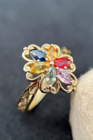 Sapphire Ring, 925 Sterling Silver 18K Gold Plated Untreated Natural Sapphire Women Solitaire Ring Jewelry, Anniversary Wedding Engagement Ring Jewelry Gift, Fine Jewelry, Gift for Her, Girls Rings