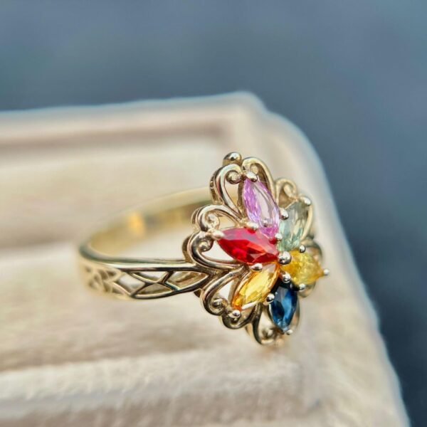 Sapphire Ring, 925 Sterling Silver 18K Gold Plated Untreated Natural Sapphire Women Solitaire Ring Jewelry, Anniversary Wedding Engagement Ring Jewelry Gift, Fine Jewelry, Gift for Her, Girls Rings - Image 2