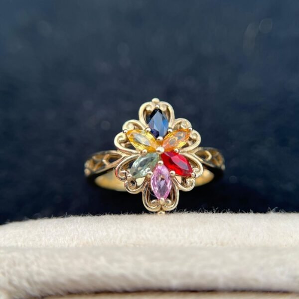 Sapphire Ring, 925 Sterling Silver 18K Gold Plated Untreated Natural Sapphire Women Solitaire Ring Jewelry, Anniversary Wedding Engagement Ring Jewelry Gift, Fine Jewelry, Gift for Her, Girls Rings - Image 8