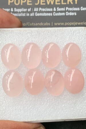 Natural Rose Quartz Gemstone Smooth Oval Shape Cabochon High Quality Loose Gemstones For Jewelry Making 15-16 MM Size 8 Pcs V3097