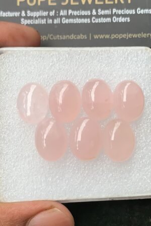 Natural Rose Quartz Gemstone Smooth Oval Shape Cabochon High Quality Loose Gemstones For Jewelry Making 15-16 MM Size 7 Pcs V3098