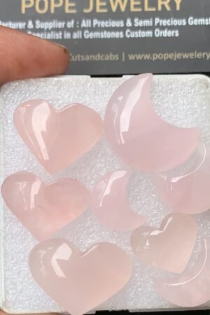 Natural Rose Quartz Gemstone Smooth Mix Shape Cabochon High Quality Loose Gemstones For Jewelry Making 13-20 MM Size 8 Pcs V3099