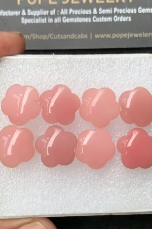 Natural Guava Quartz Gemstone Smooth Flower Shape Cabochon High Quality Loose Gemstones For Jewelry Making 14 MM Size 8 Pcs V3100