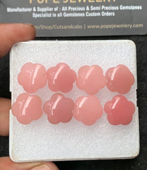 Natural Guava Quartz Gemstone Smooth Flower Shape Cabochon High Quality Loose Gemstones For Jewelry Making 14 MM Size 8 Pcs V3100