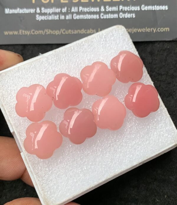 Natural Guava Quartz Gemstone Smooth Flower Shape Cabochon High Quality Loose Gemstones For Jewelry Making 14 MM Size 8 Pcs V3100 - Image 2