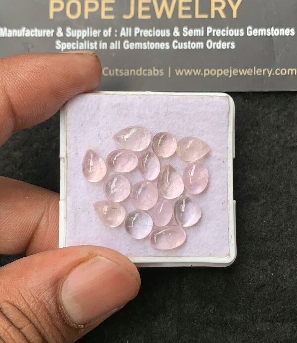 Natural Morganite Gemstone Smooth Mix Shape Cabochon High Quality Loose Gemstones For Jewelry Making 6-9 MM Size 15 Pcs V3103