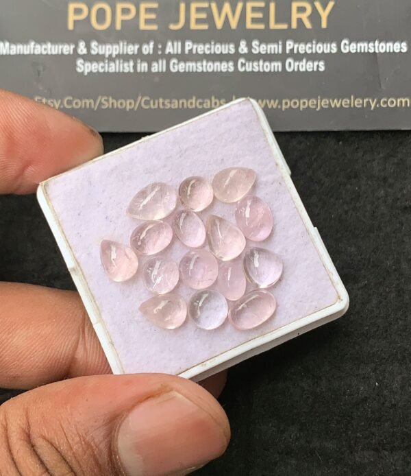 Natural Morganite Gemstone Smooth Mix Shape Cabochon High Quality Loose Gemstones For Jewelry Making 6-9 MM Size 15 Pcs V3103 - Image 2