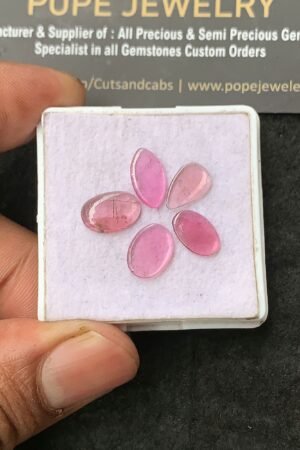 Natural Pink Tourmaline Gemstone Smooth Mix Shape Cabochon High Quality Loose Gemstones For Jewelry Making 10-12 MM Size 5 Pcs V3107