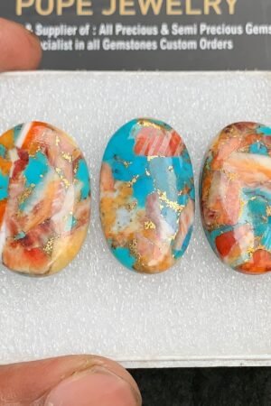 Natural Oyster Turquoise Gemstone Smooth Oval Shape Cabochon High Quality Loose Gemstones For Jewelry Making 30 MM Size 3 Pcs V3114