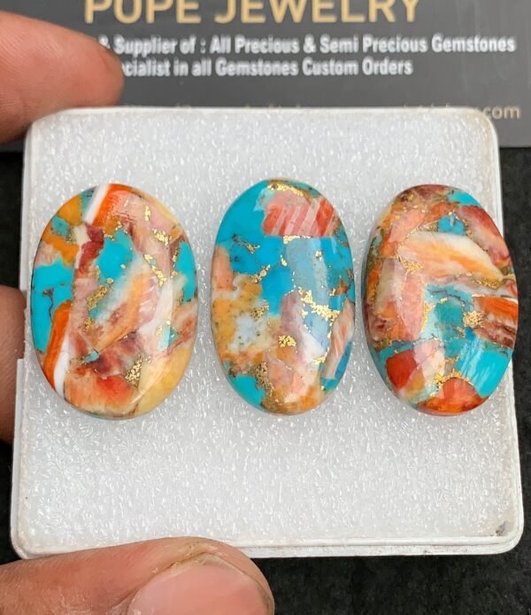 Natural Oyster Turquoise Gemstone Smooth Oval Shape Cabochon High Quality Loose Gemstones For Jewelry Making 30 MM Size 3 Pcs V3114