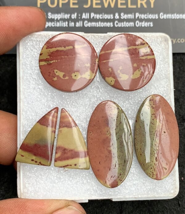 Natural Jasper Gemstone Smooth Mix Shape Cabochon High Quality Loose Gemstones For Jewelry Making 21-31 MM Size 3 Pair V3117
