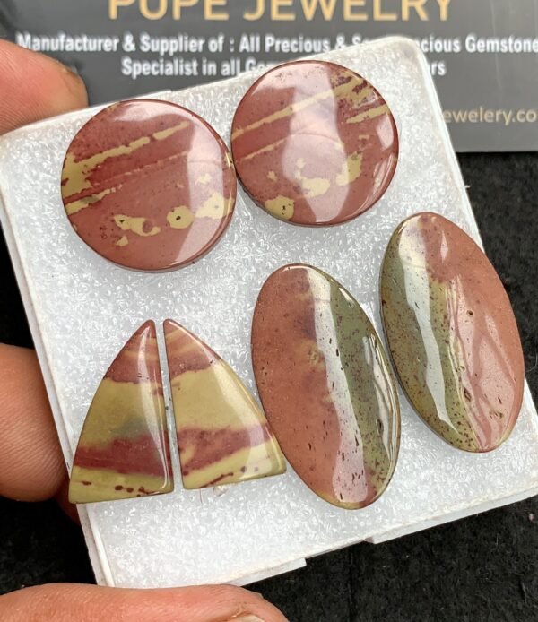 Natural Jasper Gemstone Smooth Mix Shape Cabochon High Quality Loose Gemstones For Jewelry Making 21-31 MM Size 3 Pair V3117 - Image 2