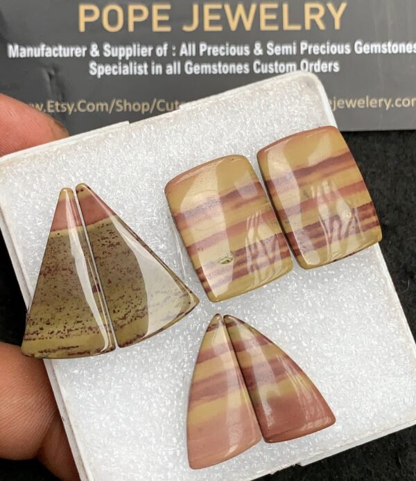 Natural Jasper Gemstone Smooth Mix Shape Cabochon High Quality Loose Gemstones For Jewelry Making 22-27 MM Size 3 Pair V3118 - Image 2