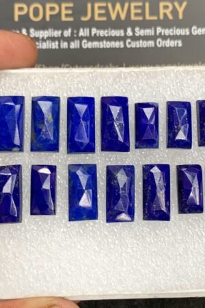 Natural Lapis Lazuli Gemstone Rose Cut Rectangle Shape Cabochon High Quality Loose Gemstones For Jewelry Making 12-14 MM Size 14 Pcs V3120