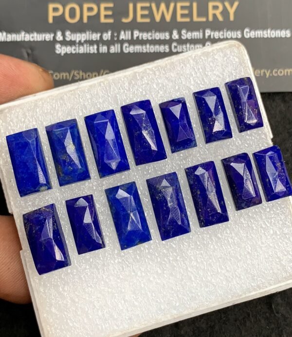 Natural Lapis Lazuli Gemstone Rose Cut Rectangle Shape Cabochon High Quality Loose Gemstones For Jewelry Making 12-14 MM Size 14 Pcs V3120 - Image 2