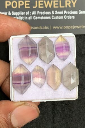 Natural Fluorite Gemstone Step Cut Fancy Shape Cabochon High Quality Loose Gemstones For Jewelry Making 14-18 MM Size 7 Pcs V3121