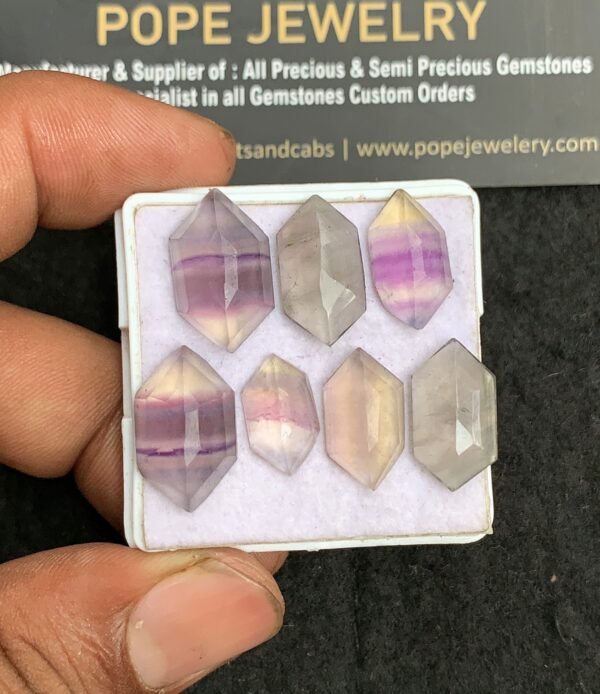 Natural Fluorite Gemstone Step Cut Fancy Shape Cabochon High Quality Loose Gemstones For Jewelry Making 14-18 MM Size 7 Pcs V3121