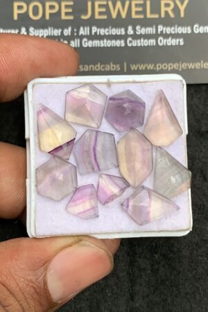 Natural Fluorite Gemstone Step Cut Fancy Shape Cabochon High Quality Loose Gemstones For Jewelry Making 11-16 MM Size 10 Pcs V3122